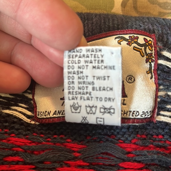 Vtg TIARA Size Small Graphic Knit Ski Winter Zip-Front Cardigan Ramie Cotton - Picture 9 of 12